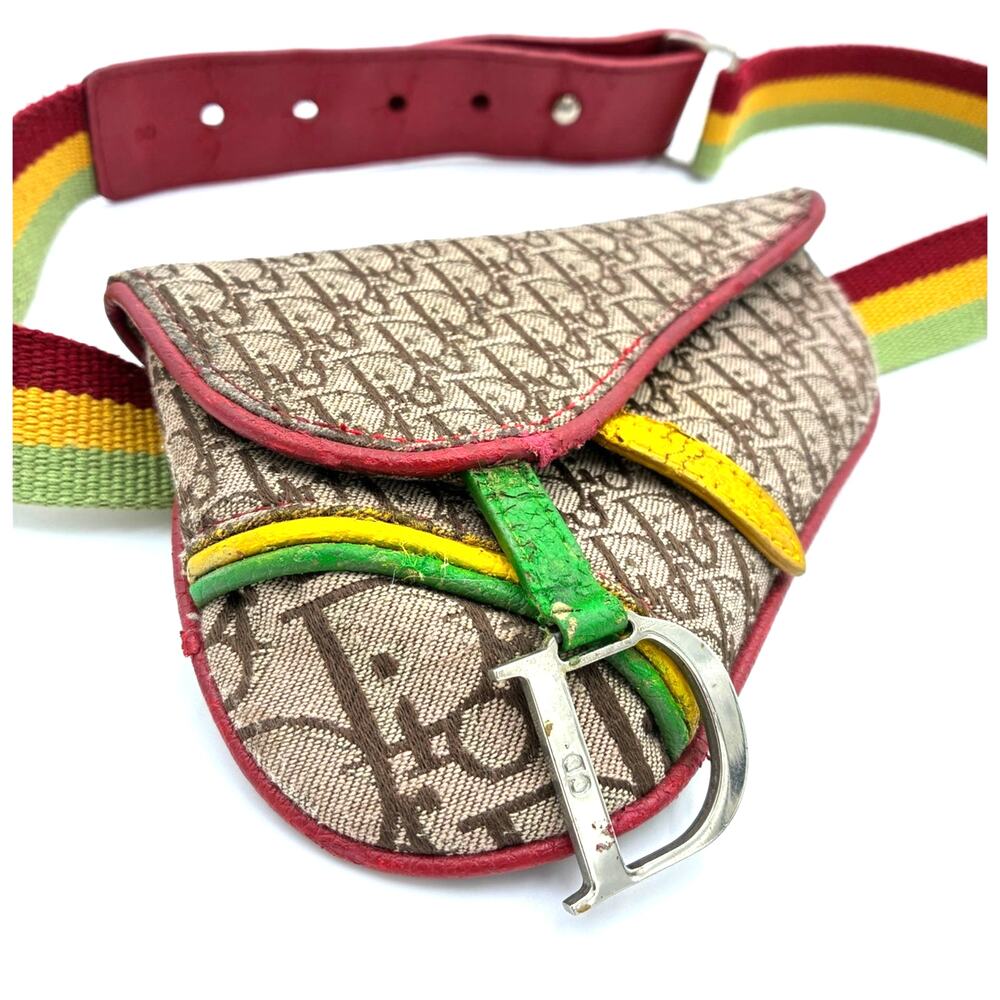 CHRISTIAN DIOR John Galliano 2004 Rasta Trotter Mini Saddle Belt Bag